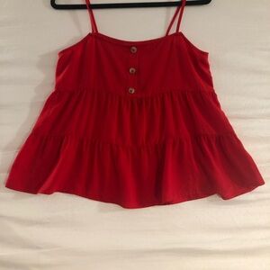Paper Crane Red Tiered Sleeveless Top